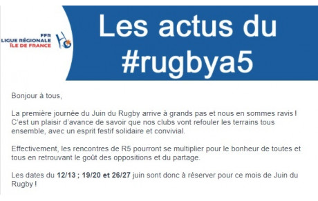 Les Actus du Rugby à 5 - Juin 2021